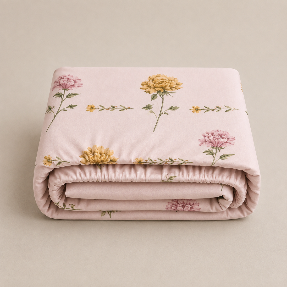 Glace Cotton Elastic Fitted Printed King Size Double Bed Bedsheet with 2 Pillow Covers Fits Up to 10 inches Mattress (Copy) (Copy)