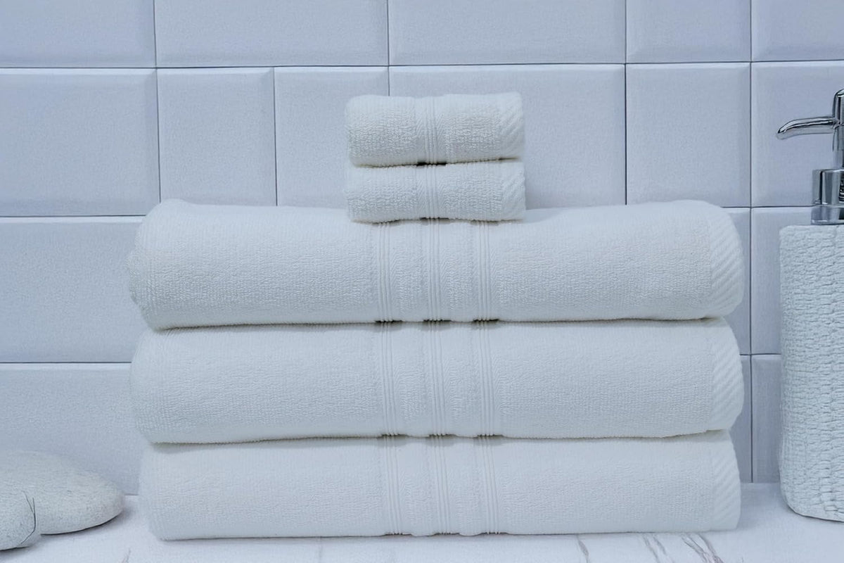 4-Piece Cotton Family Towel Set – Soft & Absorbent | White