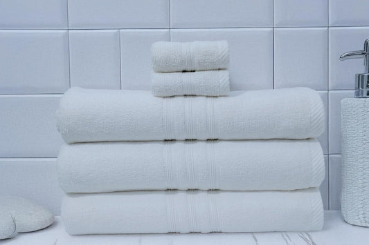 4-Piece Cotton Family Towel Set – Soft & Absorbent | White