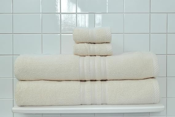 4-Piece Cotton Family Towel Set – Soft & Absorbent | Pink