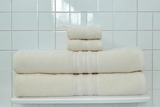 4-Piece Cotton Family Towel Set – Soft & Absorbent | Pink